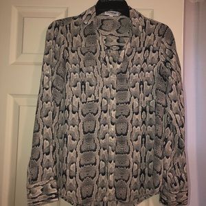 Animal print button down blouse